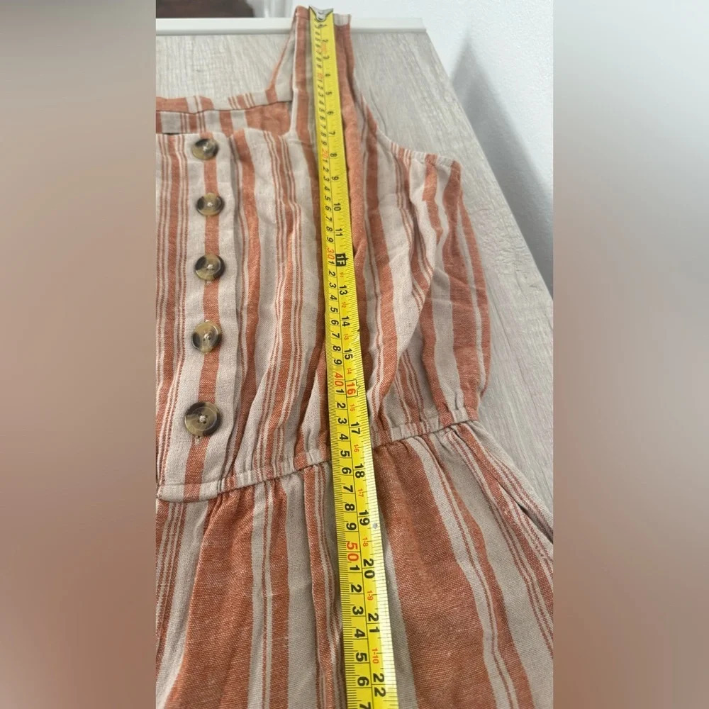 J Jason Wu Striped Linen Button Front Jumpsuit Te… - image 5